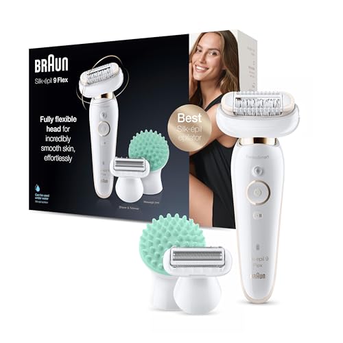 Braun Silk-épil 9 Flex Beauty-Set, Epilierer Damen / Haarentferner, rutschfester Handgriff und Druckkontrolle, mit flexiblem Kopf für einfachere Haarentfernung, 9020, weiß/gold