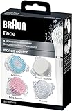 Braun Face Ersatzbürste Bonus Edition für Braun Gesichtsepilierer, 4 Stück